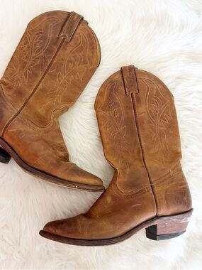 Boulet Cowboy Boots Brown Leather Western Boots Size 7 Made in Canada